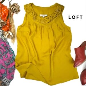 Loft Women's Yellow Mustard Sleeveless Top Sz L